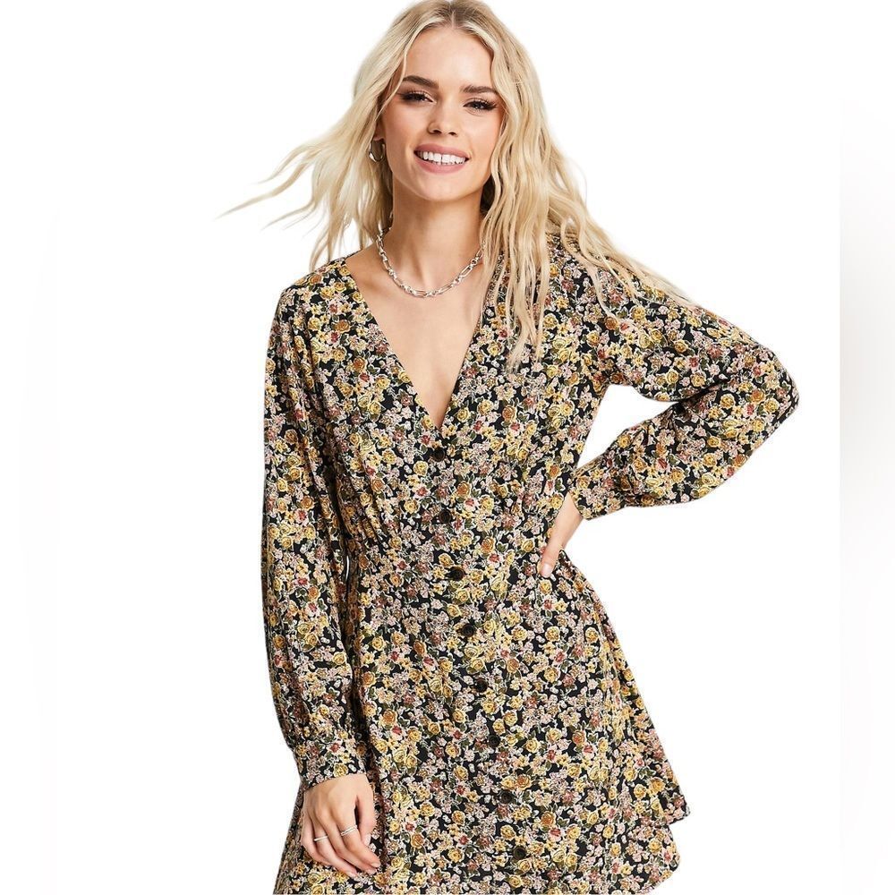 NWT Topshop autumn ditsy floral button tea dress in Multi
